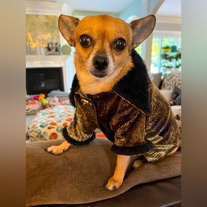 Stunning Designer Jacket. Fur trim with Vintage Button. New